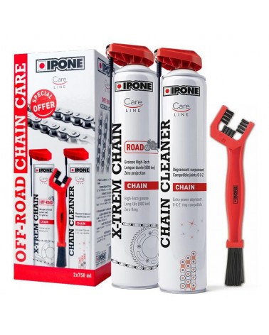 Kit IPONE nettoyage + graissage chaine moto : 2 x 750ml + brosse - Tech2Roo